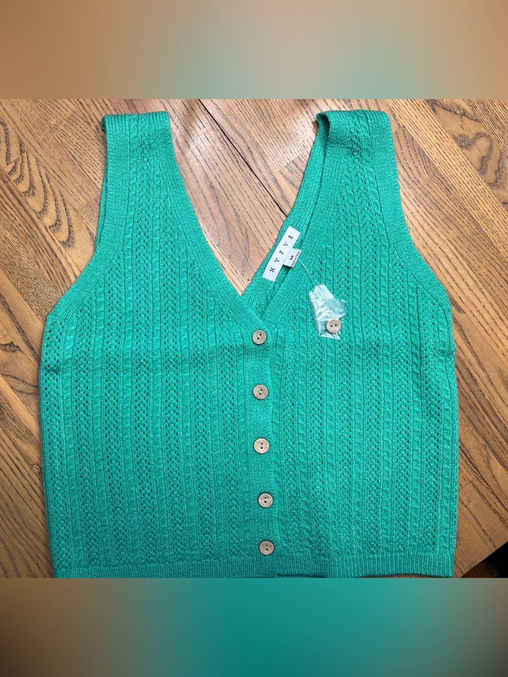 HYFVE Emerald Green Knit Button Front Vest